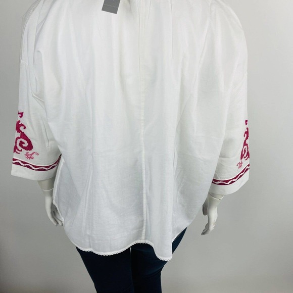 New Chico's Womans Sz 4 20/22 Easy Peasant Top White Embroidered Tassels Top NWT - Picture 10 of 10